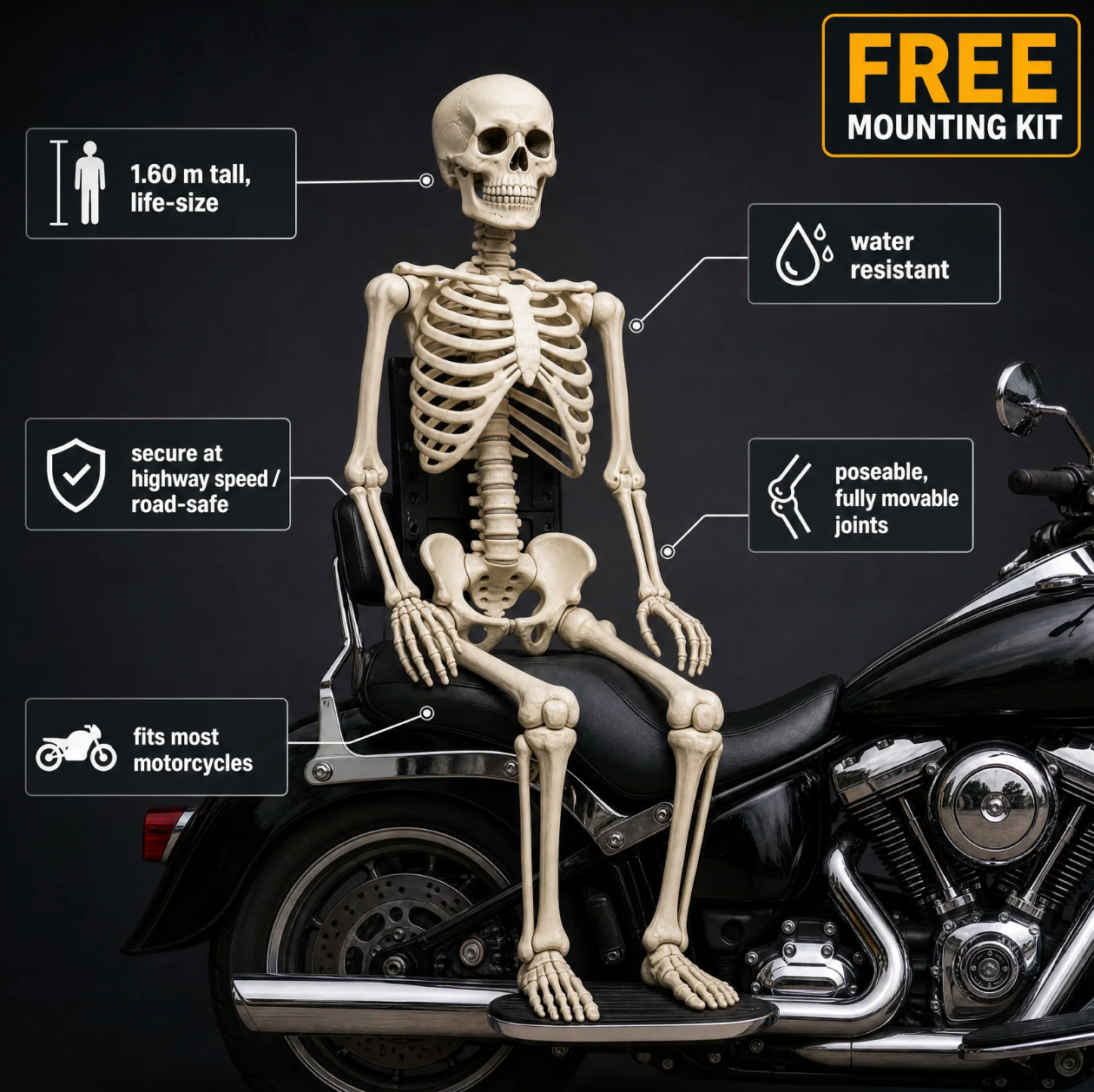 BoneBuddy™ - Motorcycle Skeleton Passenger